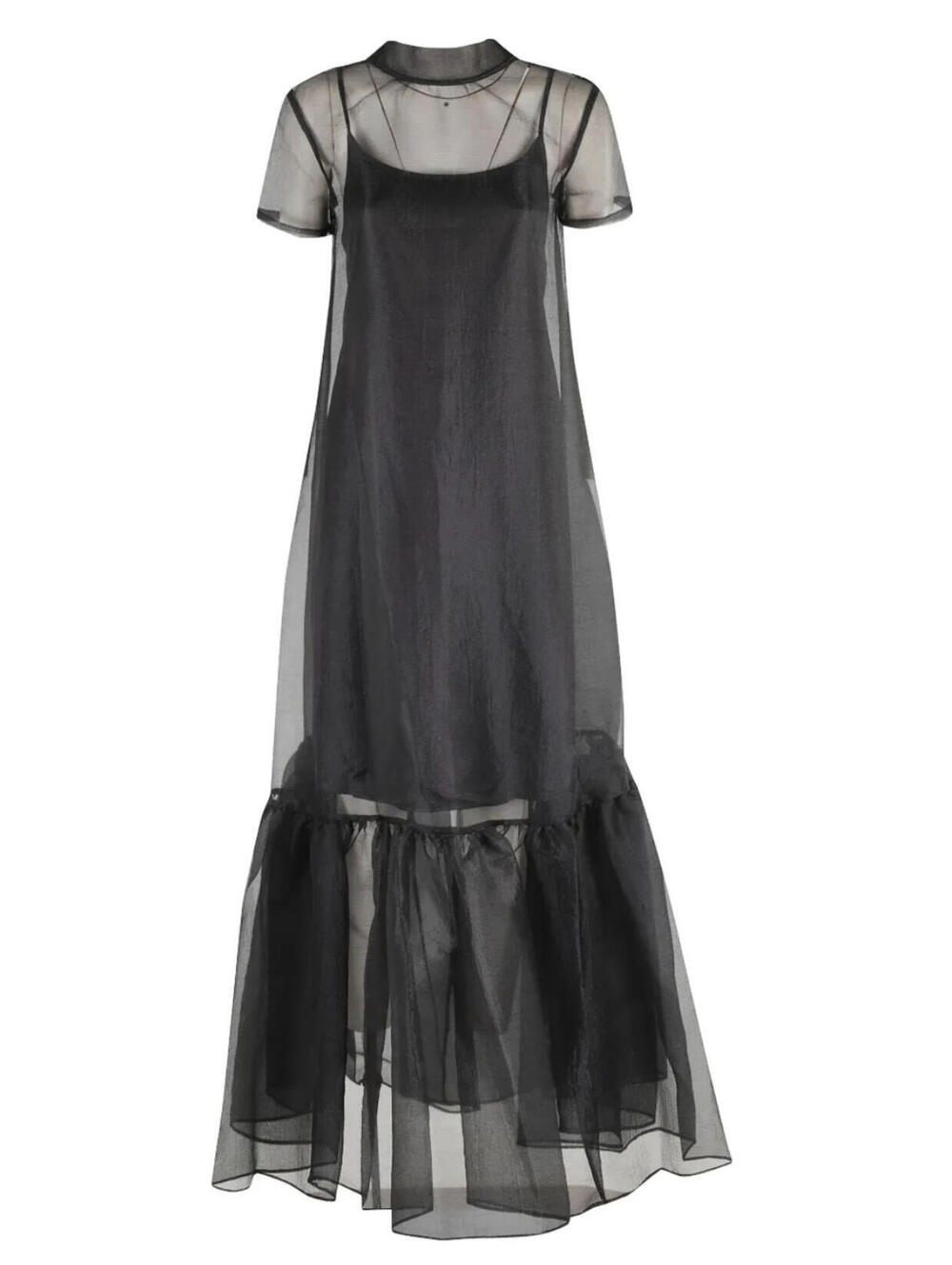 NWT STAUD Calluna Organza Neck Tie Gown Dress Designer Sheer Black Small - Picture 2 of 9